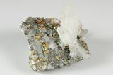 Botryoidal Orpiment on Quartz and Pyrite - Peru #187338-1